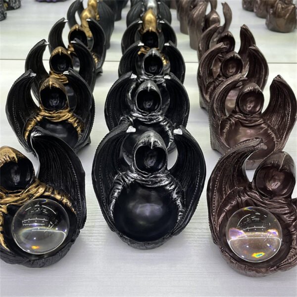 Mysterious Ninja Bat Sculpture Resin Crafts Ornaments Desktop Home Decor Crystal Ball Base Suitable for 4-6cm Balls