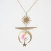 Mystical Magical Sun Moon Stars Crystal Rainbow Pendant Necklace,Boho Style,Gift for Her