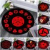 Naruto Sasuke Akatsuki sharingan rinnegan Printed Round  Rugs Floor Mat Non-slip Round Carpet for Livingroom