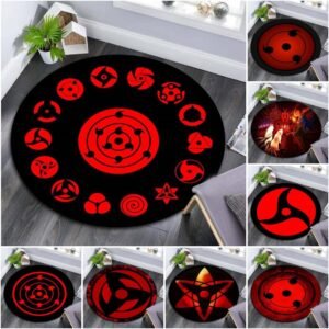 Naruto Sasuke Akatsuki sharingan rinnegan Printed Round  Rugs Floor Mat Non-slip Round Carpet for Livingroom