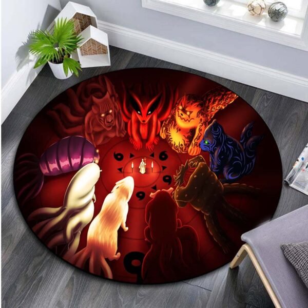 Naruto Sasuke Akatsuki sharingan rinnegan Printed Round  Rugs Floor Mat Non-slip Round Carpet for Livingroom