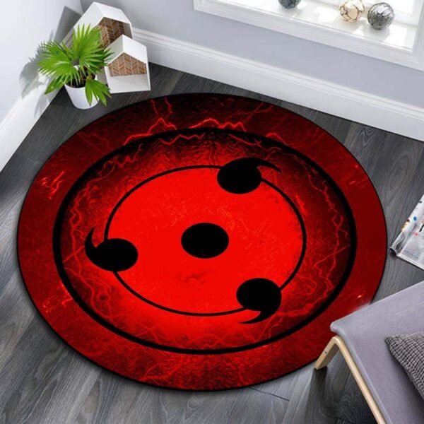 Naruto Sasuke Akatsuki sharingan rinnegan Printed Round  Rugs Floor Mat Non-slip Round Carpet for Livingroom