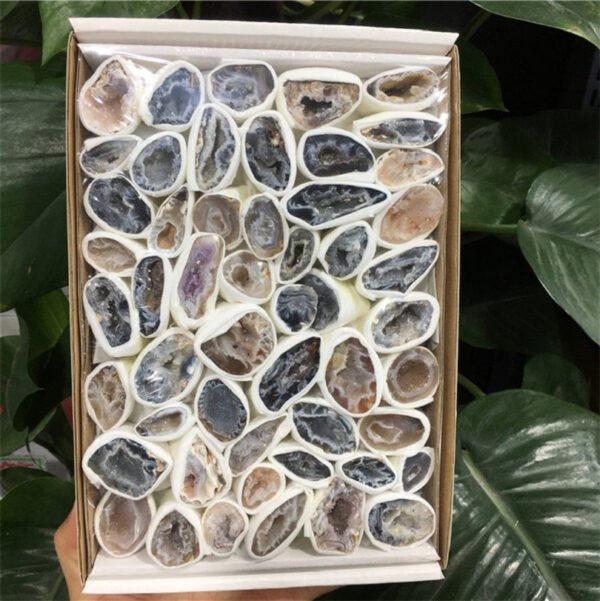Natural Agate Geode Crystal Box Reiki Healing Mineral Specimen Collection