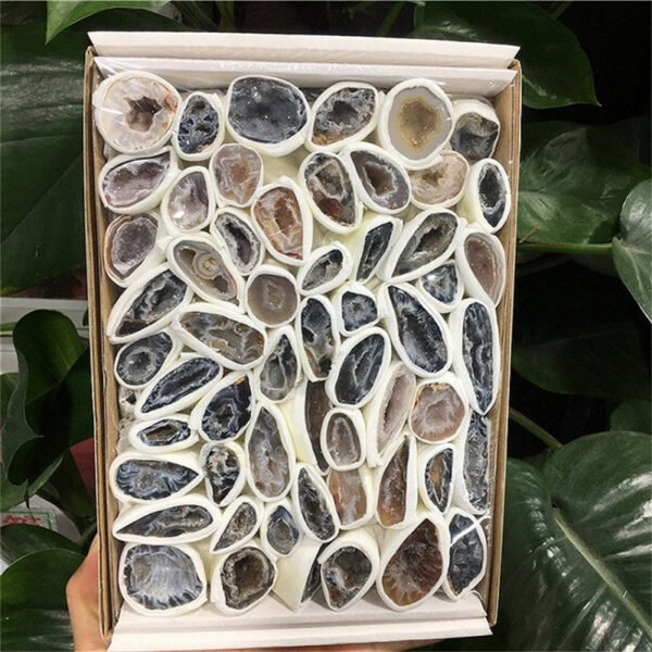 Natural Agate Geode Crystal Box Reiki Healing Mineral Specimen Collection