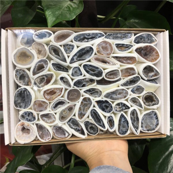 Natural Agate Geode Crystal Box Reiki Healing Mineral Specimen Collection