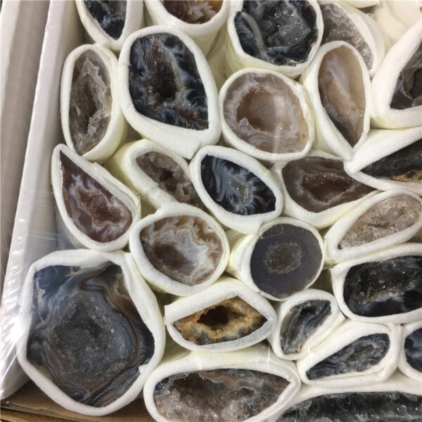 Natural Agate Geode Crystal Box Reiki Healing Mineral Specimen Collection