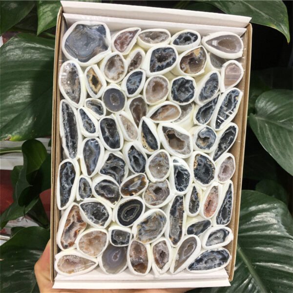 Natural Agate Geode Crystal Box Reiki Healing Mineral Specimen Collection