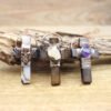 Natural Agates Cross Soldered Bronze Pendants Antique Copper Wire Wrap Amethysts Citrine Skull Necklaces