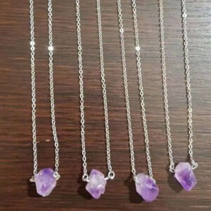 Natural Amethysts Irregular Quartz Pendant Necklace Magic Energy Stone Necklace