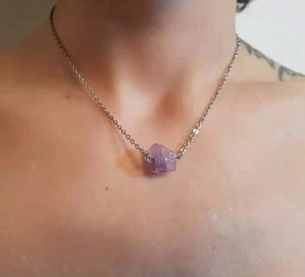 Natural Amethysts Irregular Quartz Pendant Necklace Magic Energy Stone Necklace