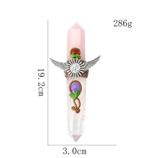 Natural Crystal Column Two color Double pointed Column Magic Scepter Handmade Hexagonal Energy Decorative Ornament| |