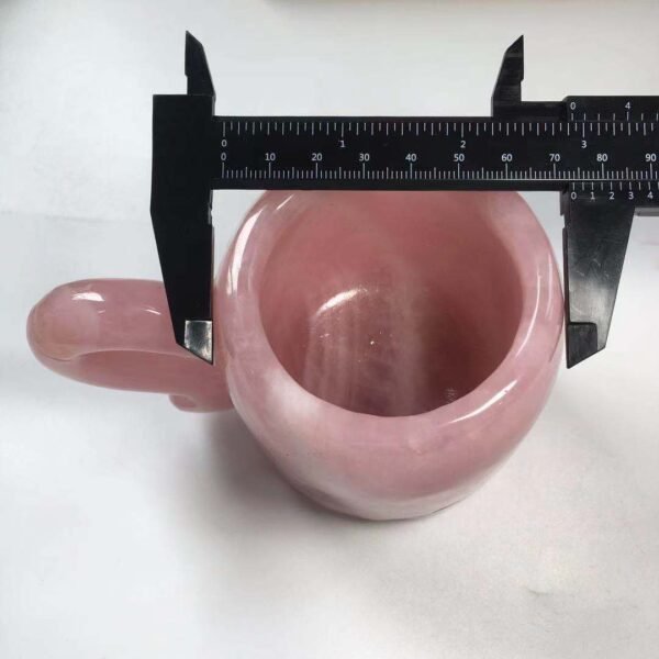 Natural Crystal Hand Carved Rose Quartz Crystal Tea Cup Set with Holder Real Stones For Healing Decoration Collection Fengshui