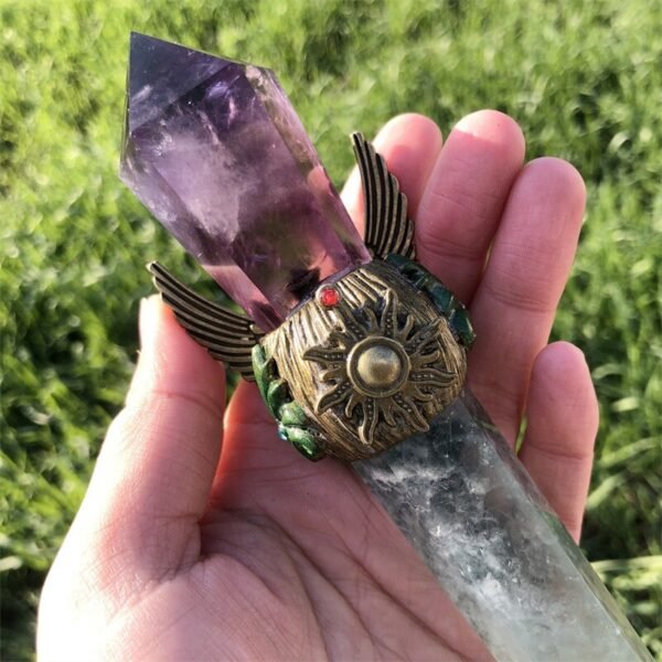 Natural Crystal Handmade Magic Stick Point Witch Crafts Cosplay Props Fairy Wand Party Halloween Decoration Party Gift| |