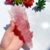 Natural Crystal Rose Quartz Nine Tailed Fox Love Lucky Gem Scepter Animal Carving Crafts Healing Dark Pink Quartz Wand Home Dec| |