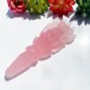 Natural Crystal Rose Quartz Nine Tailed Fox Love Lucky Gem Scepter Animal Carving Crafts Healing Dark Pink Quartz Wand Home Dec| |