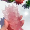 Natural Crystal Rose Quartz Nine Tailed Fox Love Lucky Gem Scepter Animal Carving Crafts Healing Dark Pink Quartz Wand Home Dec| |