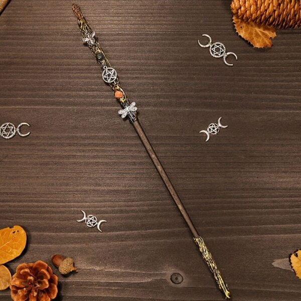 Natural Crystal Scepter Wiccan Wand Magic Altar Ornament Vintage Fairy Wood Stick Props Accessories Handmade Unique Jewelry Gift - Hair Jewelry