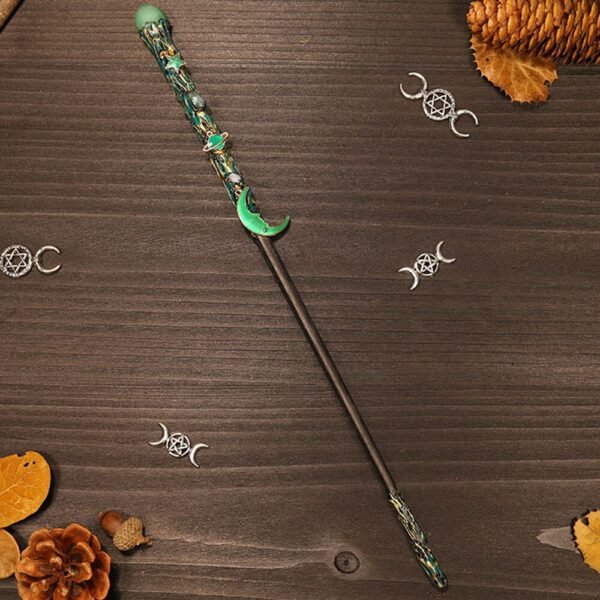 Natural Crystal Scepter Wiccan Wand Magic Altar Ornament Vintage Fairy Wood Stick Props Accessories Handmade Unique Jewelry Gift - Hair Jewelry