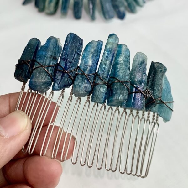 Natural Kyanite Hair Combs, Crystal , Natural Kyanite Hair Clips, Wedding Party Dress Up, Wicca Accessories Gift