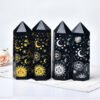 Natural Obsidian Crystal Tower Plated With Gold Star Moon Pattern Point Wand Healing Stone Energy Quartz Home Decoration Reiki - Stones