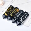 Natural Obsidian Crystal Tower Plated With Gold Star Moon Pattern Point Wand Healing Stone Energy Quartz Home Decoration Reiki - Stones