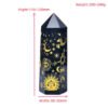Natural Obsidian Crystal Tower Plated With Gold Star Moon Pattern Point Wand Healing Stone Energy Quartz Home Decoration Reiki - Stones