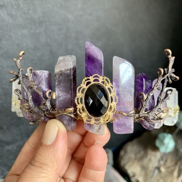 Natural Quartz Crown Amethyst Headband  Witch Accessories Gift