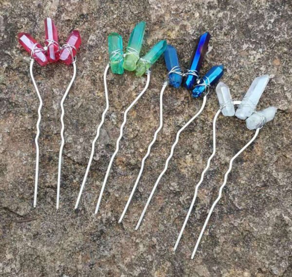 Magic Wicca~Natural Quartz Raw Crystal Hoop Hair Clip For Women Small Hoop Birthday Jewelry Gift