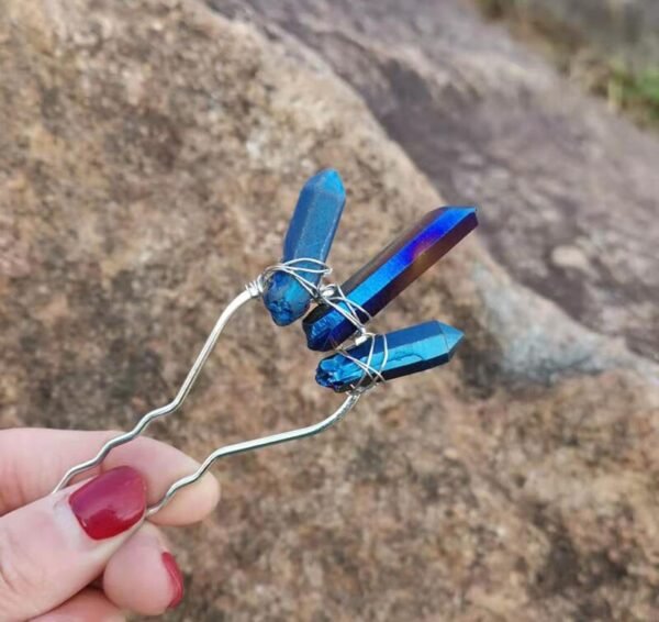 Magic Wicca~Natural Quartz Raw Crystal Hoop Hair Clip For Women Small Hoop Birthday Jewelry Gift