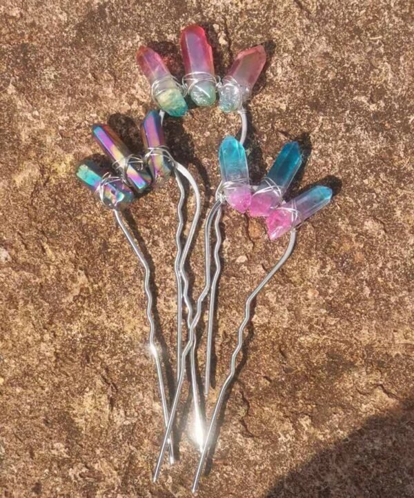 Natural Quartz Raw Crystal Hoop Hair Clip For Women Small Hoop Birthday Jewelry Gift