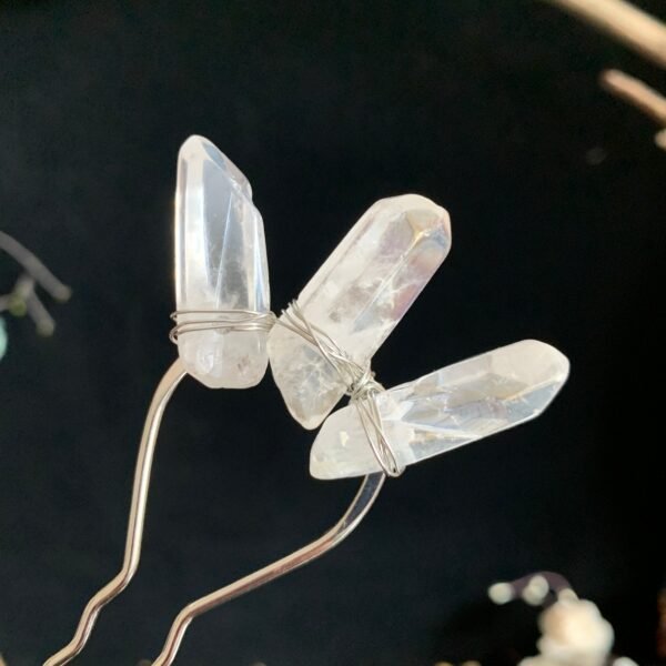Natural Quartz Raw Crystal Hoop Hair Clip White crystal,Color plating Witch Accessories Women Hair Stick Small Hoop Jewelry Gift