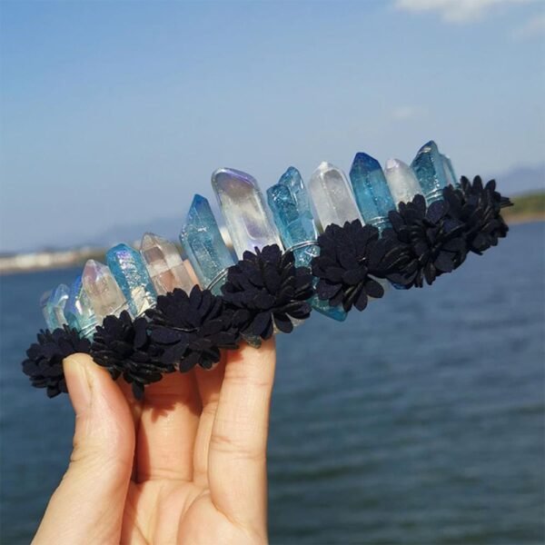 Magic Wicca~Natural Raw crystal rainbow crown headband Crystal crown witch bride party gift mysterious wedding bridesmaid jewelry princess