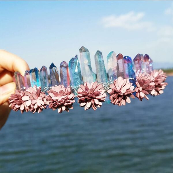 Magic Wicca~Natural Raw crystal rainbow crown headband Crystal crown witch bride party gift mysterious wedding bridesmaid jewelry princess