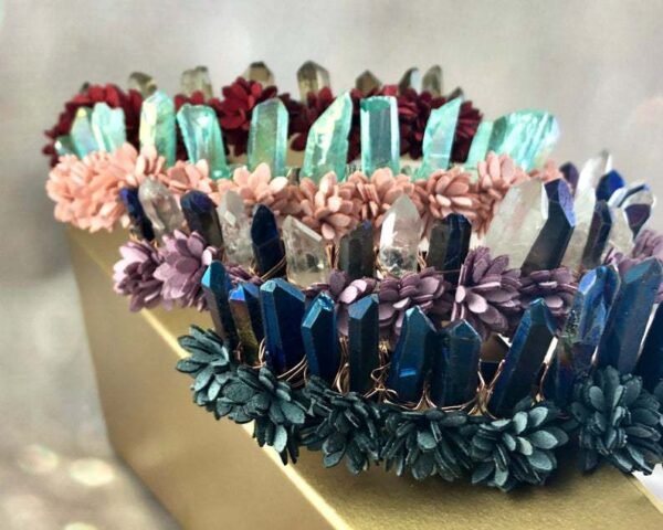 Magic Wicca~Natural Raw crystal rainbow crown headband Crystal crown witch bride party gift mysterious wedding bridesmaid jewelry princess