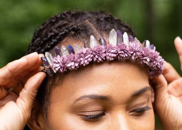 Magic Wicca~Natural Raw crystal rainbow crown headband Crystal crown witch bride party gift mysterious wedding bridesmaid jewelry princess