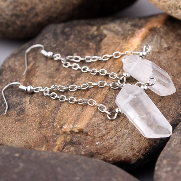 Natural Raw crystal rough earrings creative hand-wound multi-color quartz stone pendant BOHO earrings gift