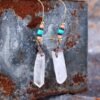 Natural Raw crystal rough earrings creative hand-wound multi-color quartz stone pendant BOHO earrings gift
