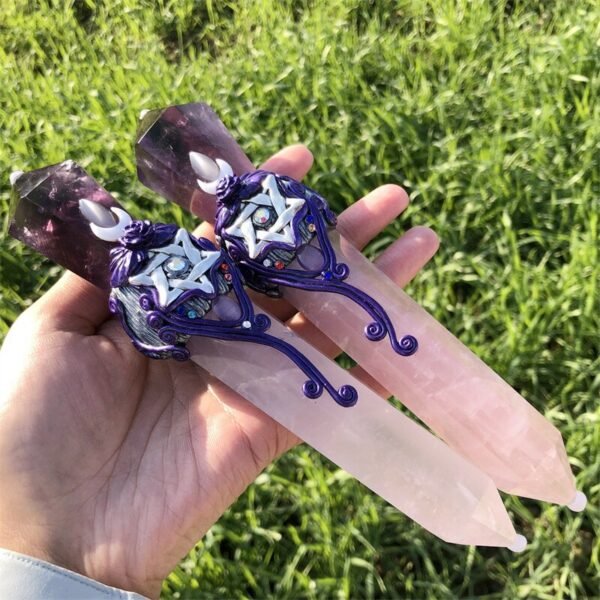 Natural Stone Crystal Point Magic Scepter Wand Stick Energy Reiki Healing Ceremony Props Wicca Supplies Meditation Spiritual| |