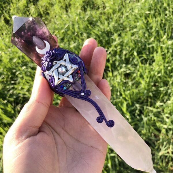 Natural Stone Crystal Point Magic Scepter Wand Stick Energy Reiki Healing Ceremony Props Wicca Supplies Meditation Spiritual| |