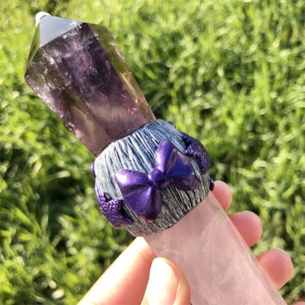 Natural Stone Crystal Point Magic Scepter Wand Stick Energy Reiki Healing Ceremony Props Wicca Supplies Meditation Spiritual| |