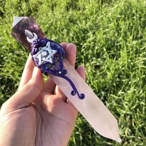 Natural Stone Crystal Point Magic Scepter Wand Stick Energy Reiki Healing Ceremony Props Wicca Supplies Meditation Spiritual| |