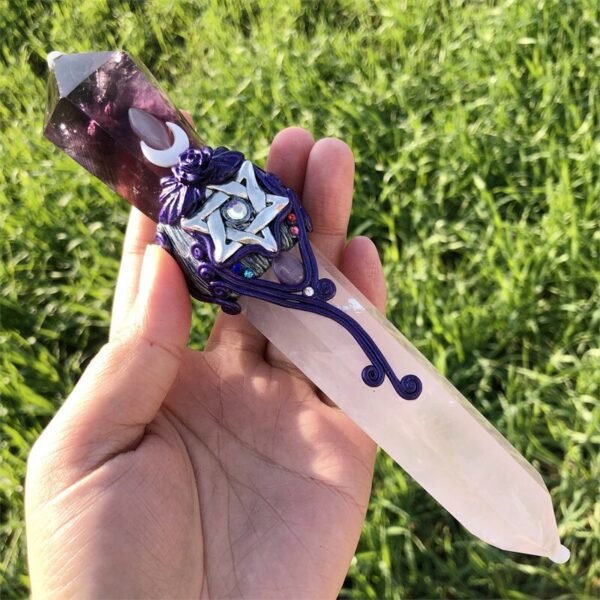 Natural Stone Crystal Point Magic Scepter Wand Stick Energy Reiki Healing Ceremony Props Wicca Supplies Meditation Spiritual| |