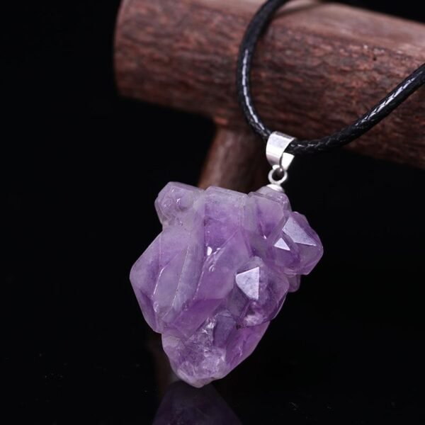 Magicun Crystal~Natural  amethyst original stones pendant necklace Natural Amethyst l Quartz Point Crystal Cluster Healing Specimen Minerals