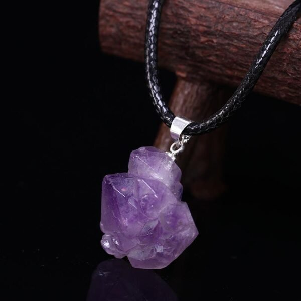 Magicun Crystal~Natural  amethyst original stones pendant necklace Natural Amethyst l Quartz Point Crystal Cluster Healing Specimen Minerals