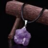 Magicun Crystal~Natural  amethyst original stones pendant necklace Natural Amethyst l Quartz Point Crystal Cluster Healing Specimen Minerals