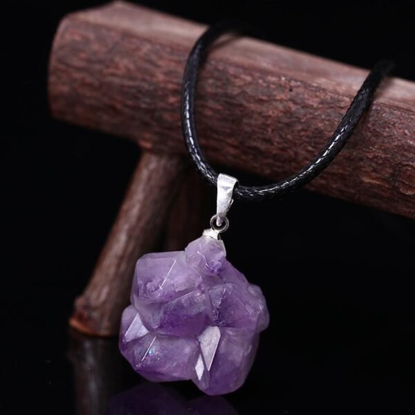 Magicun Crystal~Natural  amethyst original stones pendant necklace Natural Amethyst l Quartz Point Crystal Cluster Healing Specimen Minerals