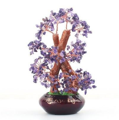 Magicun Crystal~Natural citrine amethyst  office feng shui ornaments citrine money tree lucky money tree chinese money tree