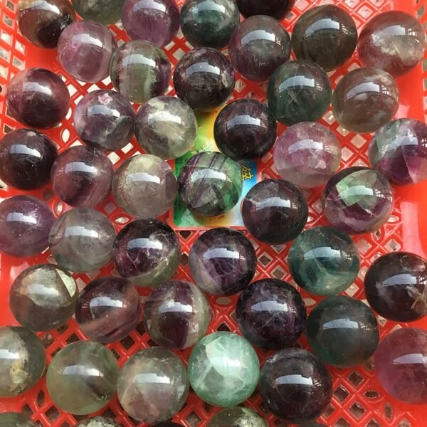 Magicun Crystal~Natural color striped fluorite ball with play pieces Colorful fluorite ball ornaments  Ornamental stone