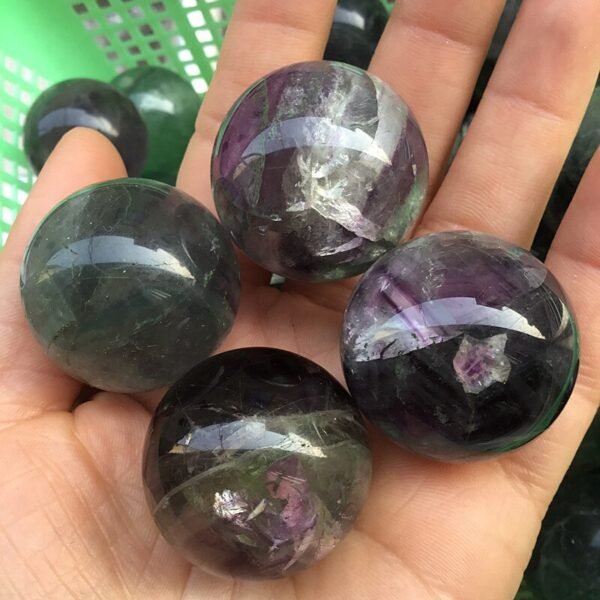 Magicun Crystal~Natural color striped fluorite ball with play pieces Colorful fluorite ball ornaments  Ornamental stone