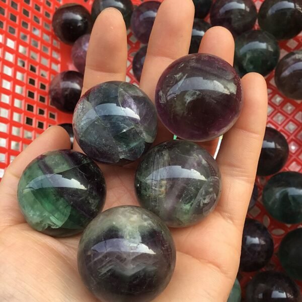 Magicun Crystal~Natural color striped fluorite ball with play pieces Colorful fluorite ball ornaments  Ornamental stone
